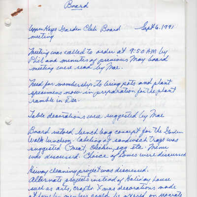 Board Meeting Minutes 1991