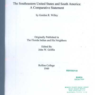 The Southeastern United States and South America: A Comparative Statement
