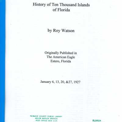History of Ten Thousand Islands of Florida