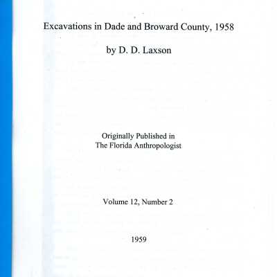 Excavations in Dade and Broward County, 1958