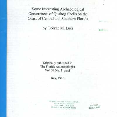 Some Interesting Archaeological Occurrences of Quahog Shells on the Coast of Central and Southern Florida