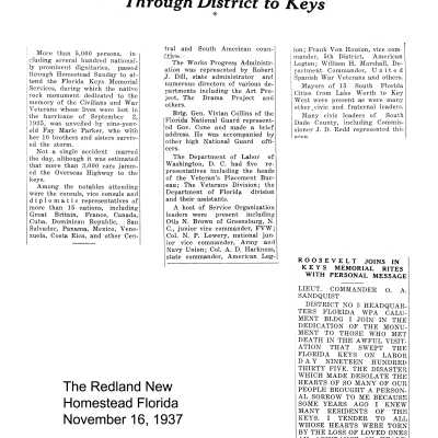 "Hundred of Notables Pass through District to Keys"