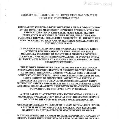 History Highlights of the Upper Keys Garden Club