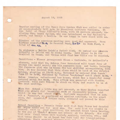 Meeting Minutes - August 19th, 1958