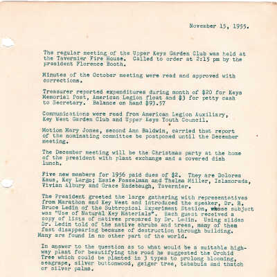 Meeting Minutes - November 15th, 1955