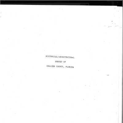 Historical/Architectural Survey of Collier County, Florida