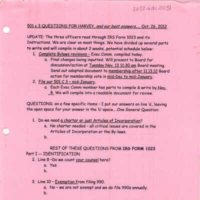 IRS 1023 Documents and Communications
