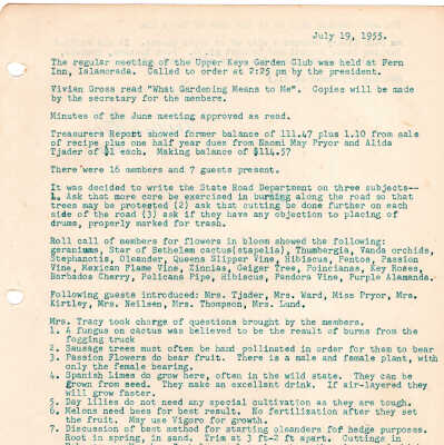 Meeting Minutes - July 19th, 1955