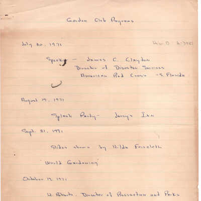 Garden Club Progress Report 1971