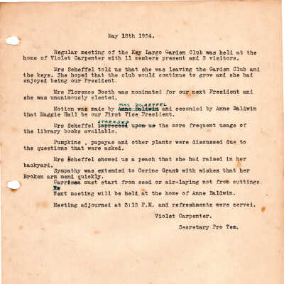 Meeting Minutes - May 18th, 1954