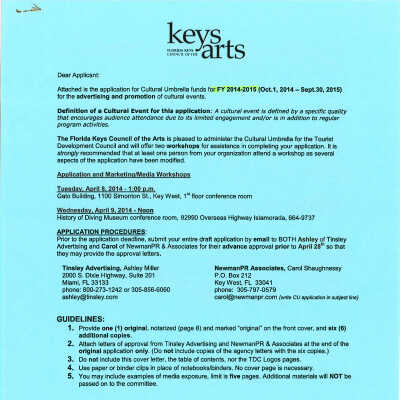 Cover Letter for the Cultural Umbrella Funding Application and Table of Contents
