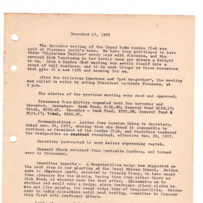Meeting Minutes - December 17th, 1957