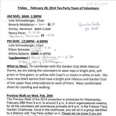 Feb 28 2014 Tea Party Volunteer List