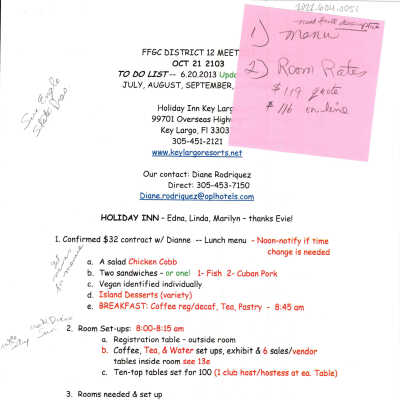 FFGC District 12 To-Do List with Handwritten Notes