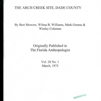 The Arch Creek Site, Dade County