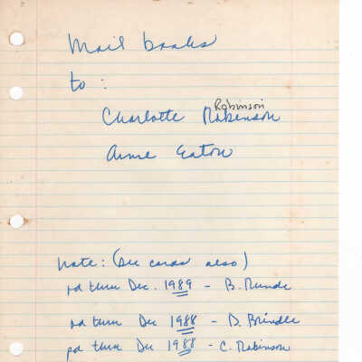 Handwritten Note on Books