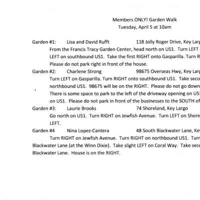 Members Only Garden Walk - Driving Directions
