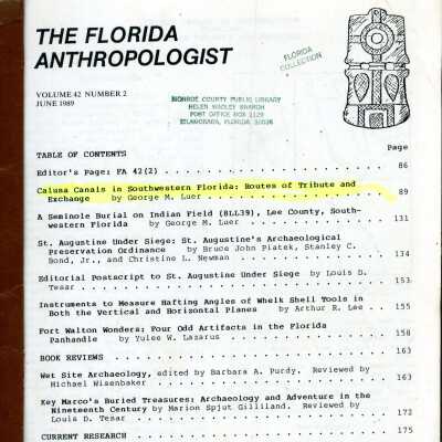 Calusa Canals in Southwestern Florida: Routes of Tribute and Exchange