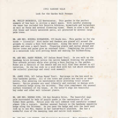 1992 Garden Walk Information