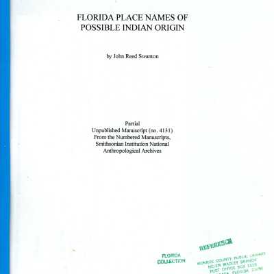 Florida Place Names of Possible Indian Origin