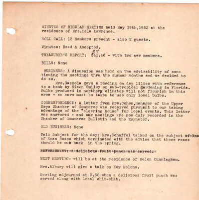 Meeting Minutes - May 19th, 1953