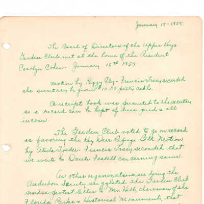 Meeting Minutes - January 15th, 1957