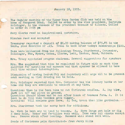 Meeting Minutes - January 18th, 1955