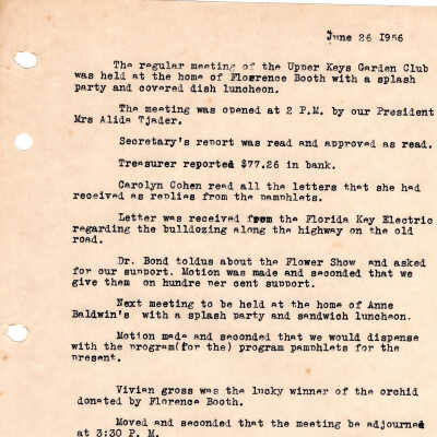 Meeting Minutes - June 26th, 1956