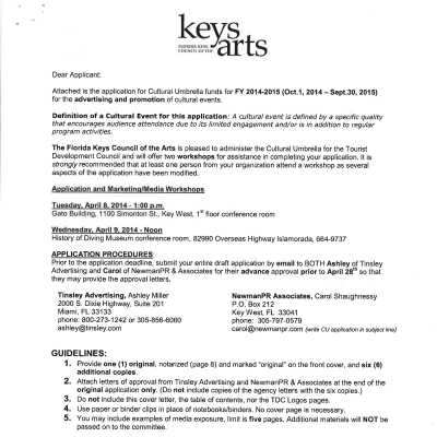 Cultural Umbrella Funds Cover Letter and Application