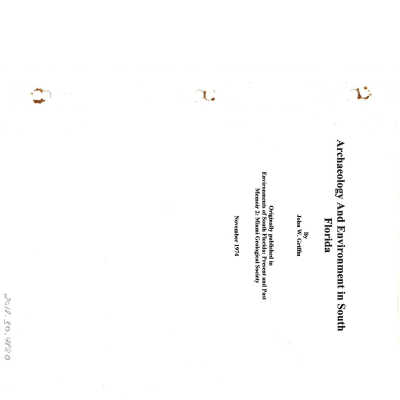 Archaeology and Environment in South Florida by John W. Griffin