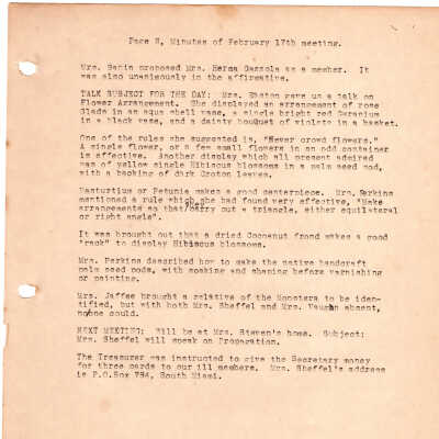 Meeting Minutes - February 17th, 1953