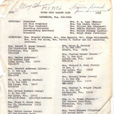 1975 Membership list, and Newsletter