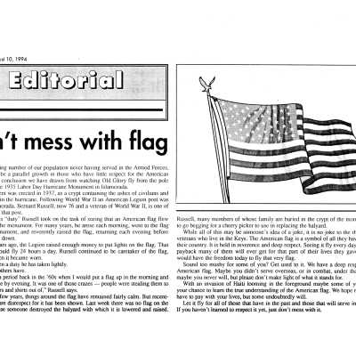 "Don't Mess with Flag" Editorial - August 10, 1994