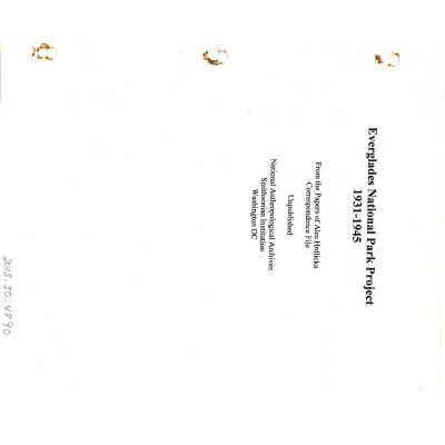 Everglades National Park Project 1931-1945 from the Papers of Ales Hrdlicka Correspondence File