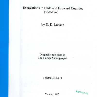 Excavations in Dade and Broward County, 1959-1961