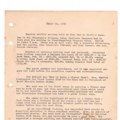 Meeting Minutes - March 18th, 1958