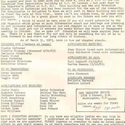Chapter Members as of May 20, 1983