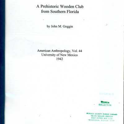 A Prehistoric Wooden Club from Southern Florida