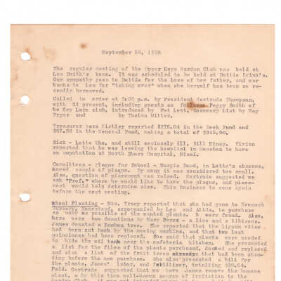 Meeting Minutes - September 16th, 1958