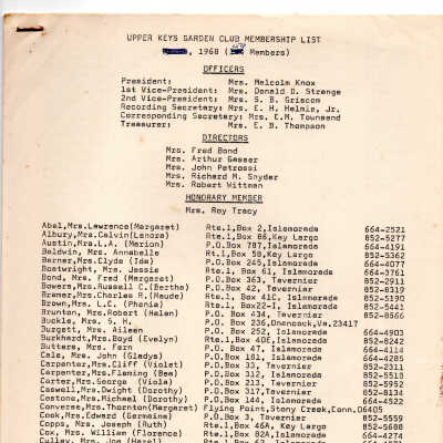 Membership List 1968