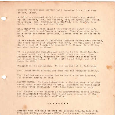 Meeting Minutes - December 9th, 1952