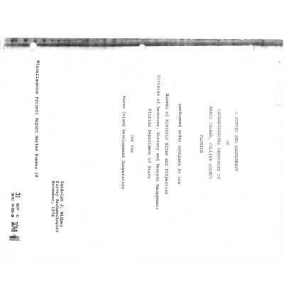 A Survey and Assessment of Archaeological Resources on Marco Island, Collier County Florida