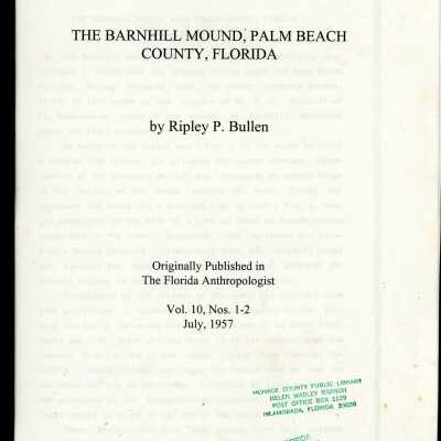 The Barnhill Mound, Palm Beach County, Florida