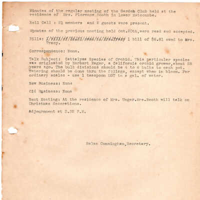 Meeting Minutes - November, 1953
