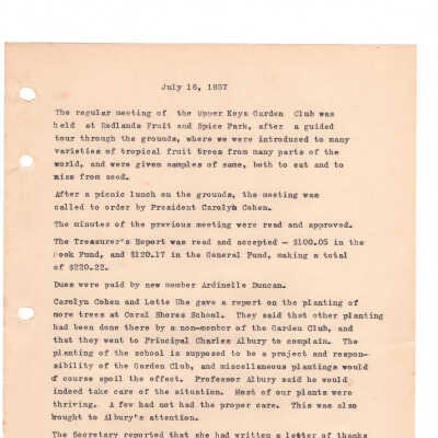 Meeting Minutes - July 16th, 1957