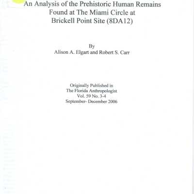 An Analysis of the Prehistoric Human Remains Found at the Miami Circle at Brickell Point Site (8DA12)