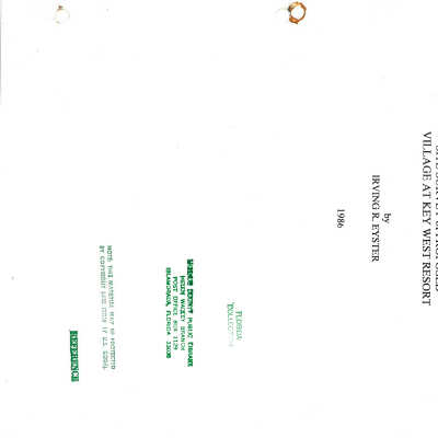Archaeological and Historical Site Survey of Proposed Village at Key West Resort by Irving R. Eyster