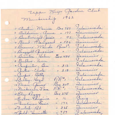 Membership List - 1962