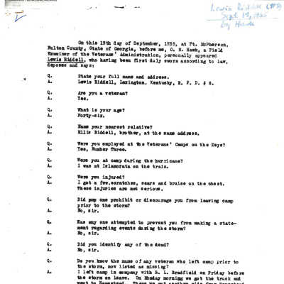 Lewis Riddle (#3) Testimony