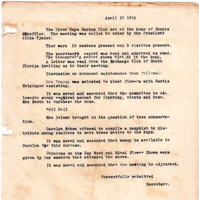 Meeting Minutes - April 19th, 1956